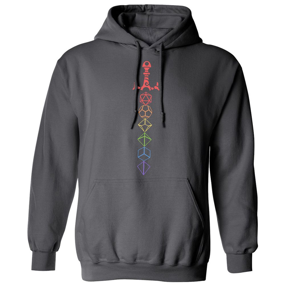 Rainbow Dice Sword LGBT Classic Unisex Hoodie - Charcoal - 7