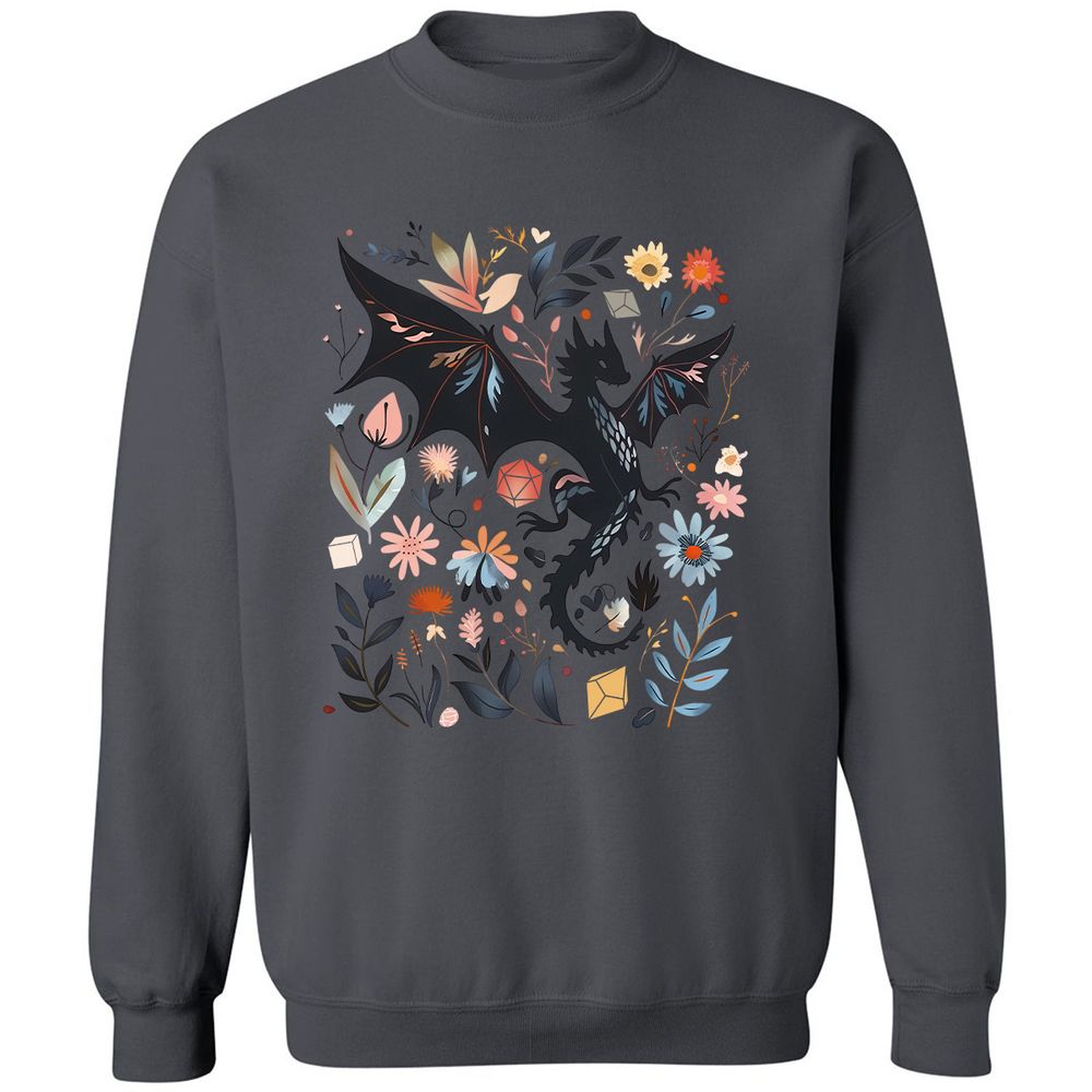 Floral DnD Dragon - Charcoal - 7