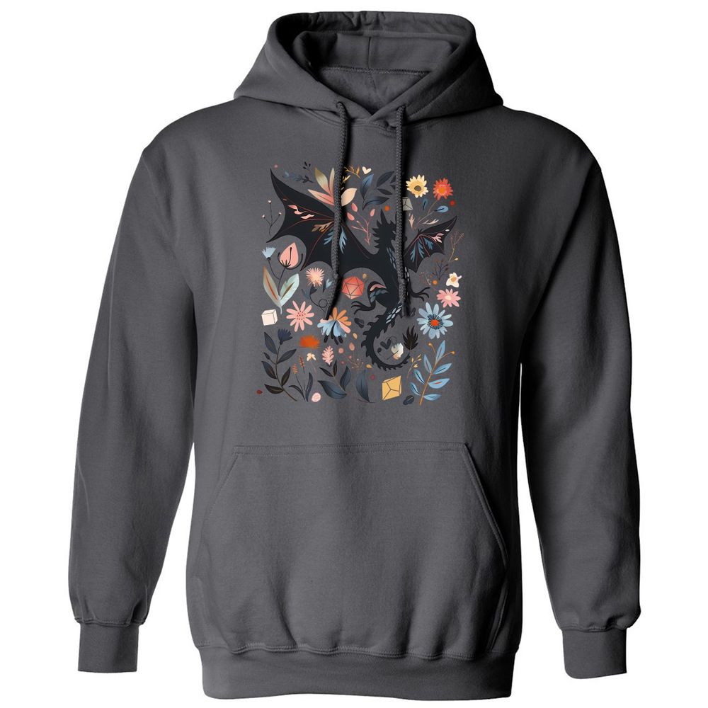 Floral DnD Dragon - Charcoal - 7