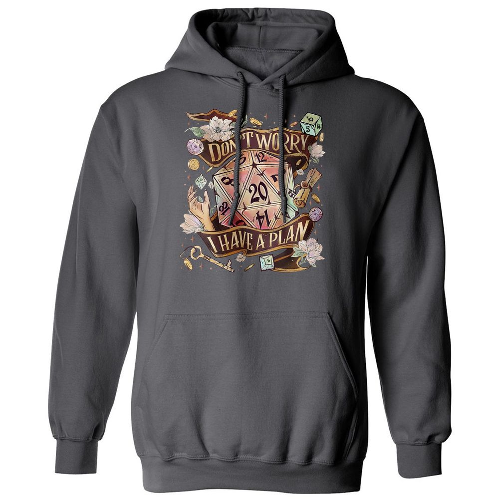 Floral Don't Worry I Have A Plan Classic Unisex Hoodie - Charcoal - 7
