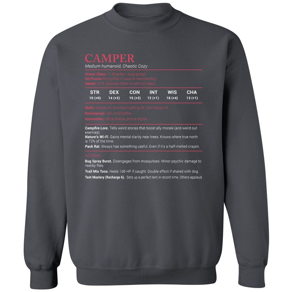 Camper Stats Classic Unisex Sweatshirt - Charcoal - 7