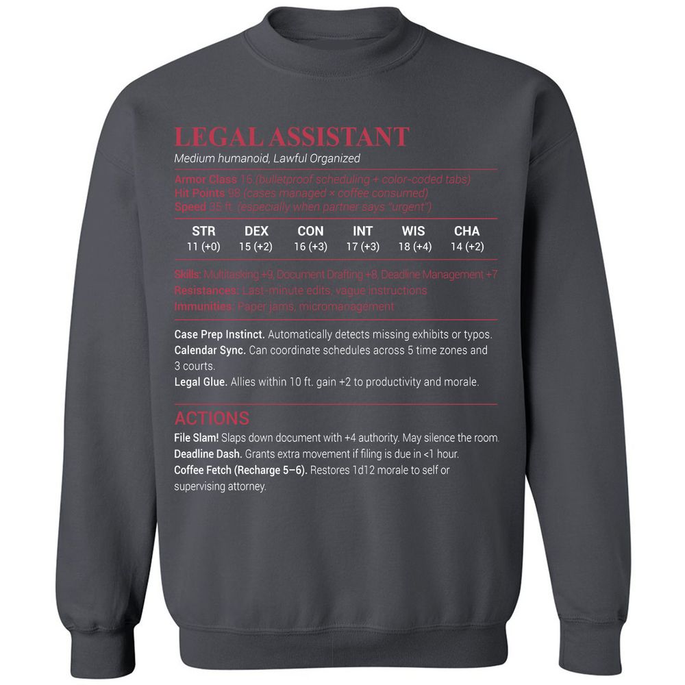 Legal Assistant Classic Unisex Sweatshirt - Charcoal - 7
