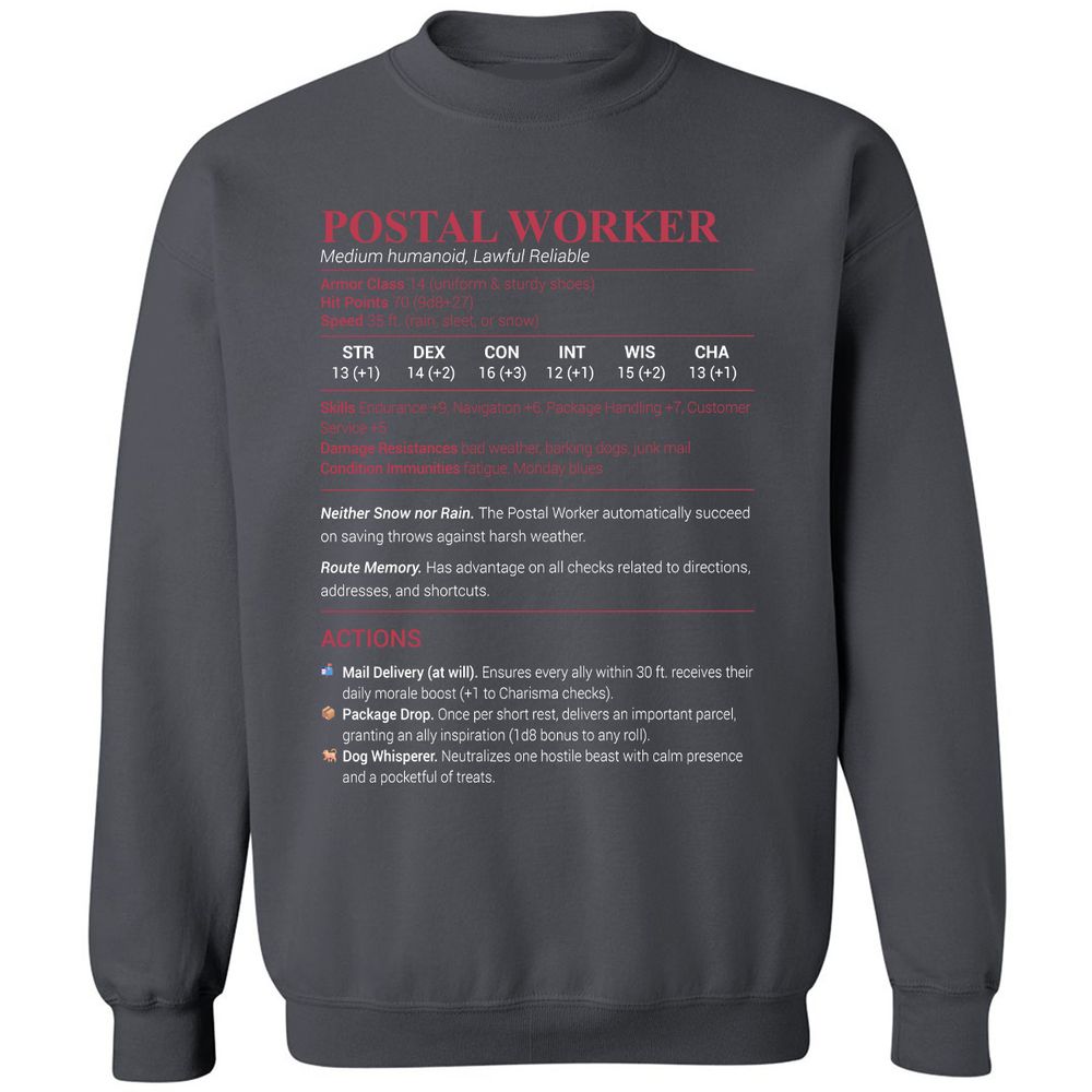Postal Worker Classic Unisex Sweatshirt - Charcoal - 7