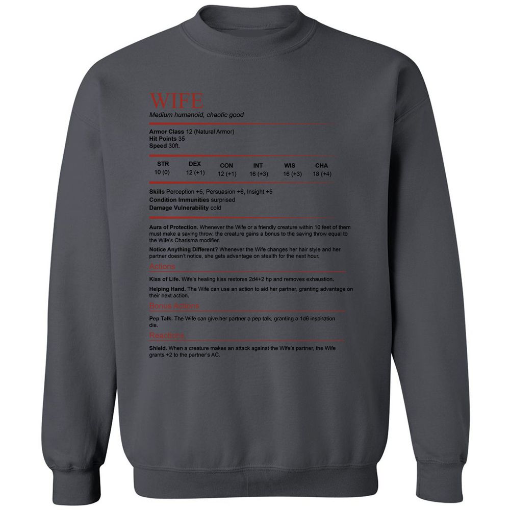 Wife White Classic Unisex Sweatshirt - Charcoal - 7