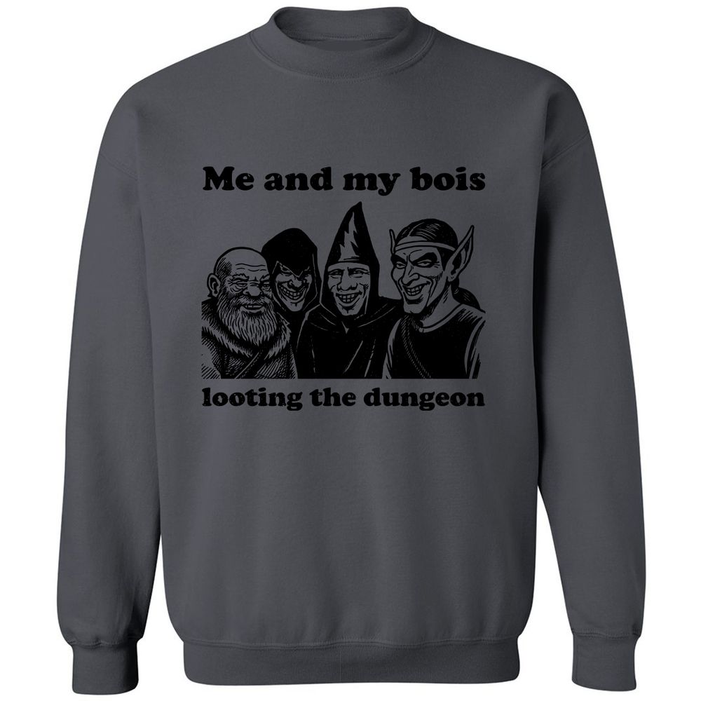Me and my bois looting the dungeon Classic Unisex Sweatshirt - Charcoal - 7