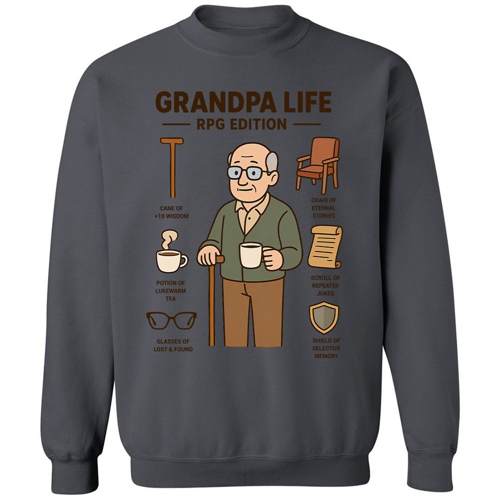Grandpa Life RPG Edition Classic Unisex Sweatshirt - Charcoal - 7