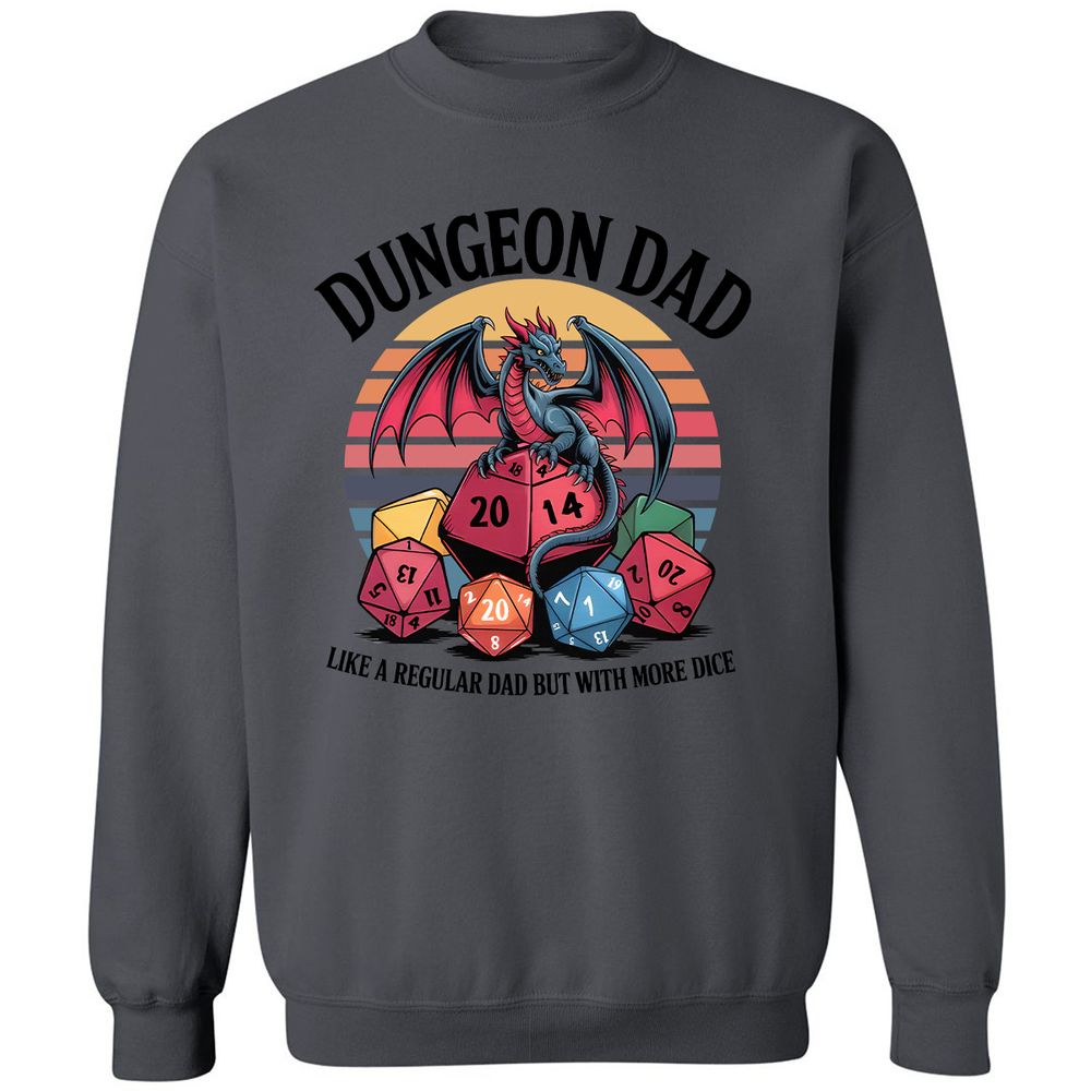 Dungeon Dad With More Dice Classic Unisex Sweatshirt - Charcoal - 7