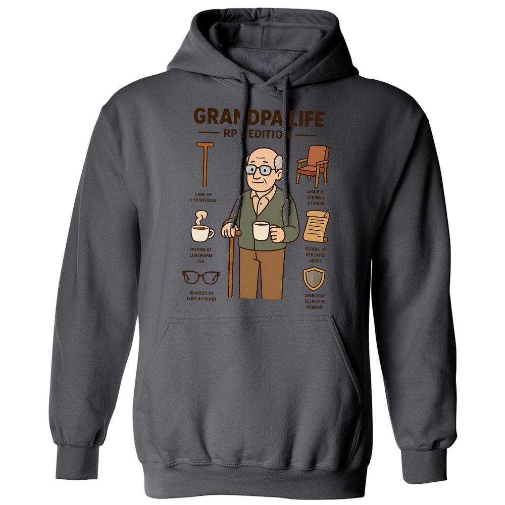 Grandpa Life RPG Edition Classic Unisex Hoodie - Charcoal - 7