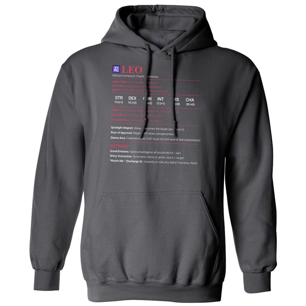 Leo Stats Classic Unisex Hoodie - Charcoal - 7