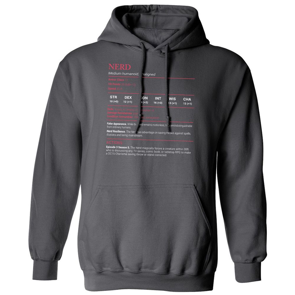 Nerd Stats Classic Unisex Hoodie - Charcoal - 7