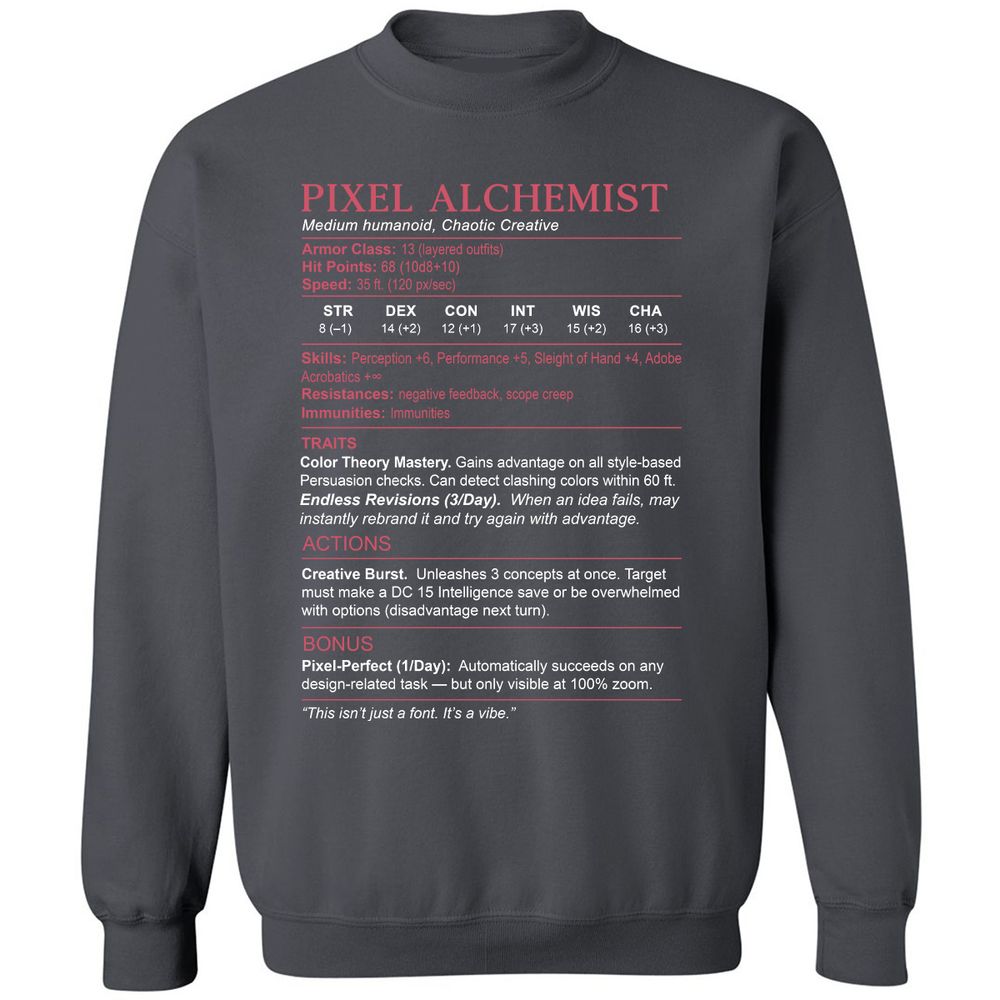 Designer Stats (Pixel Alchemist) Classic Unisex Sweatshirt - Charcoal - 7