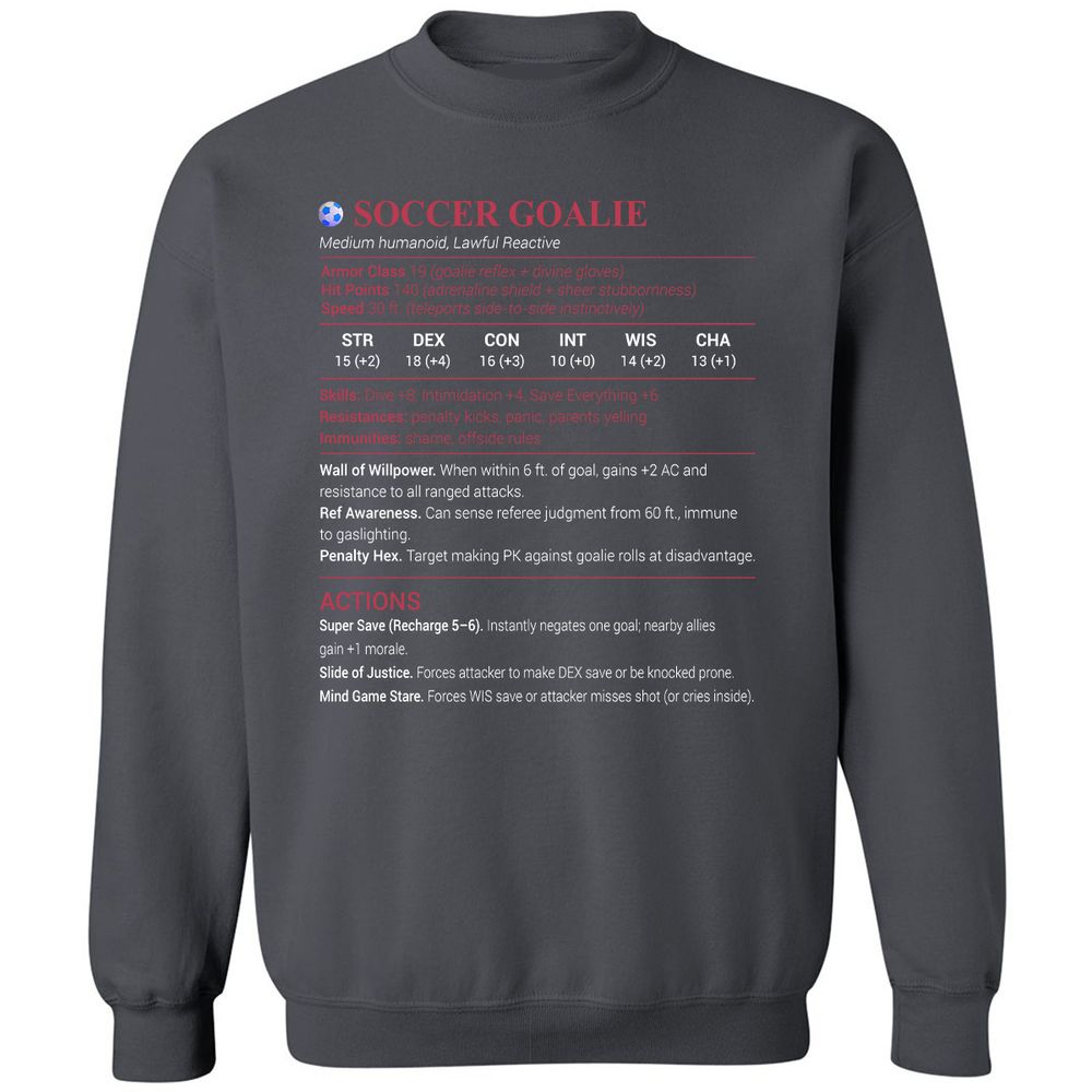 Soccer Goalie Classic Unisex Sweatshirt - Charcoal - 7