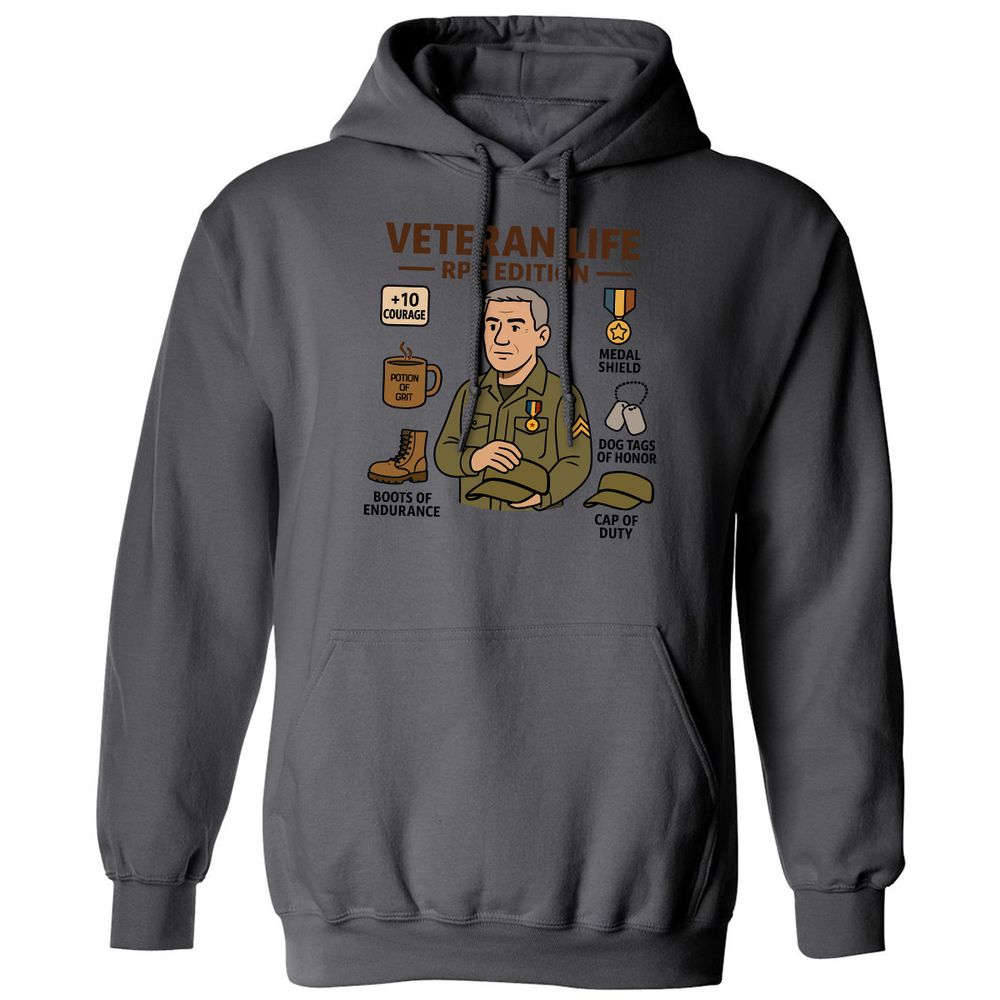 Veteran Life RPG Edition Classic Unisex Hoodie - Charcoal - 7