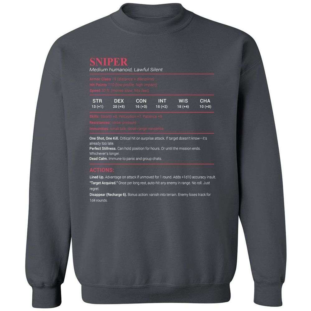 Sniper Stats Classic Unisex Sweatshirt - Charcoal - 7