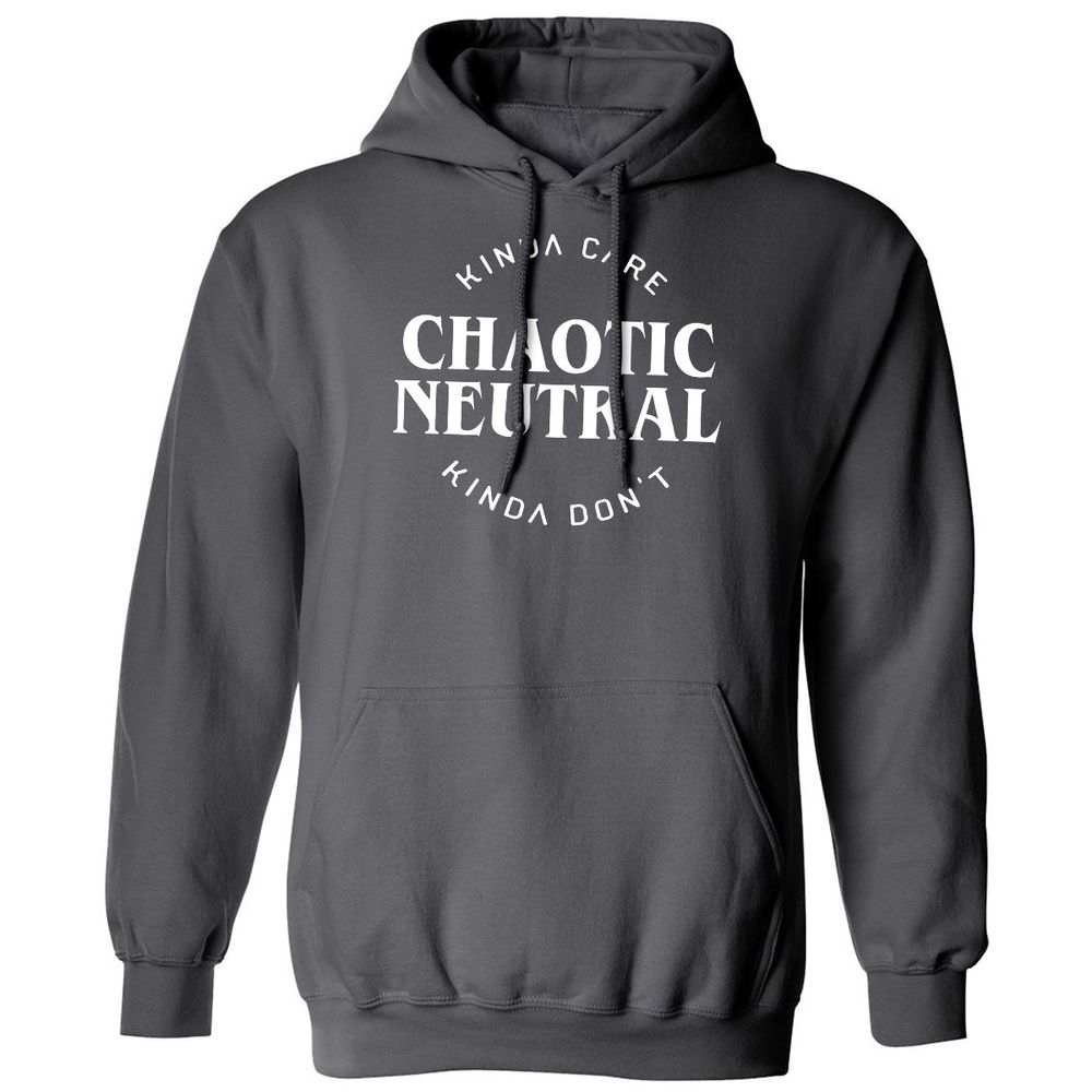 Chaotic Neutral Alignment Kinda Care Kinda Don't Classic Unisex Hoodie - Charcoal - 7
