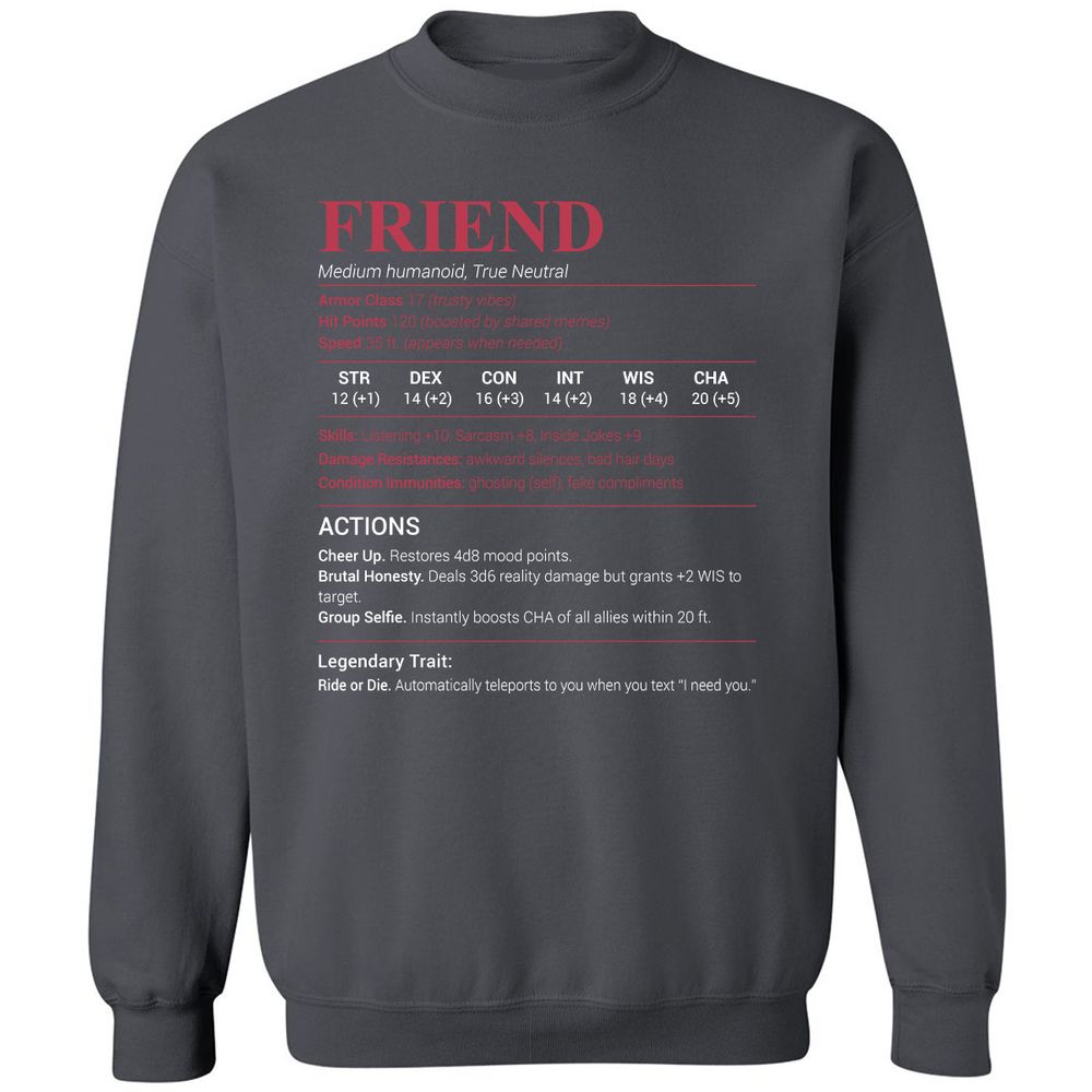 Friend Stats Classic Unisex Sweatshirt - Charcoal - 7