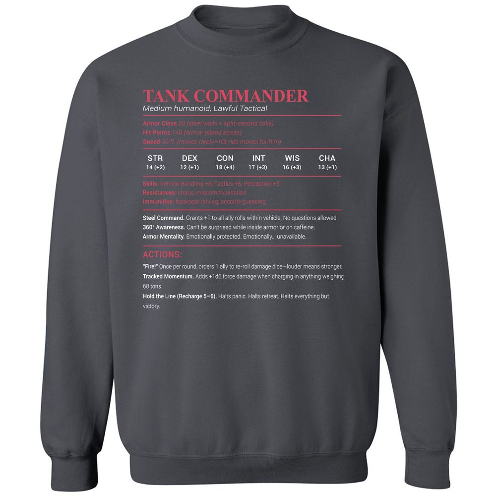 Tank Commander Classic Unisex Sweatshirt - Charcoal - 7