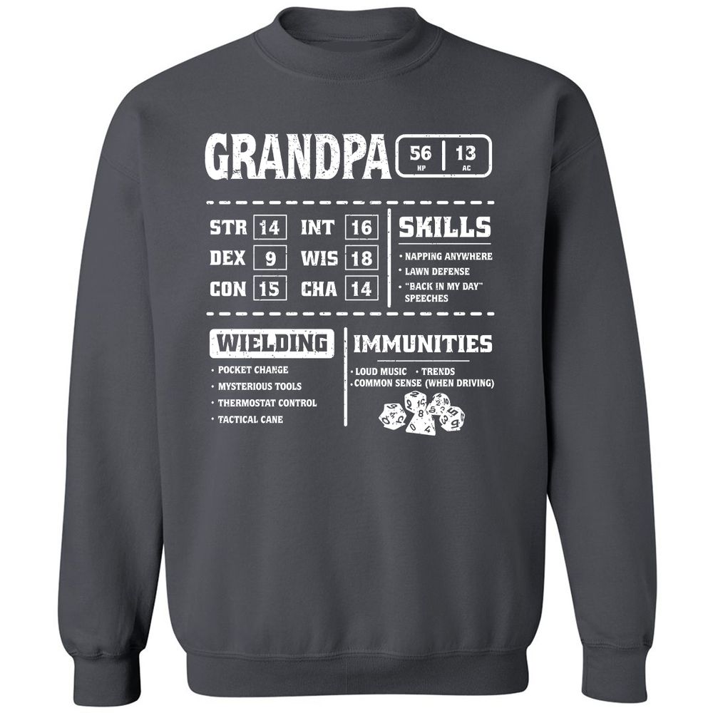 Grandpa Stats 2 Classic Unisex Sweatshirt - Charcoal - 7