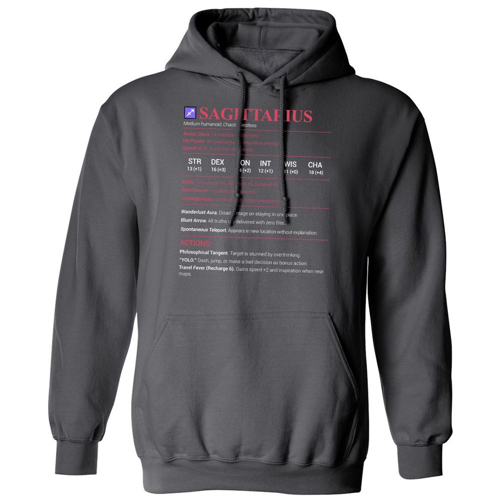 Sagittarius Stats Classic Unisex Hoodie - Charcoal - 7
