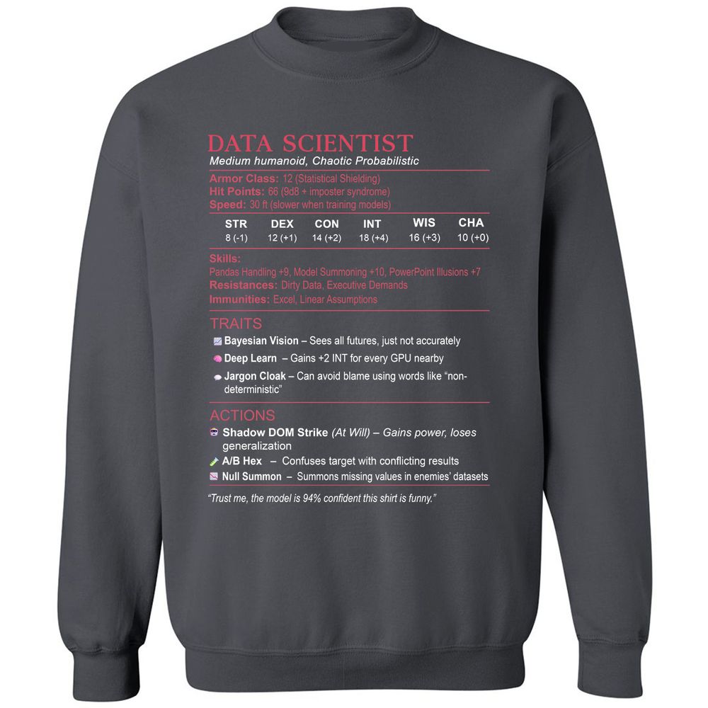 Data Scientist Stats Classic Unisex Sweatshirt - Charcoal - 7