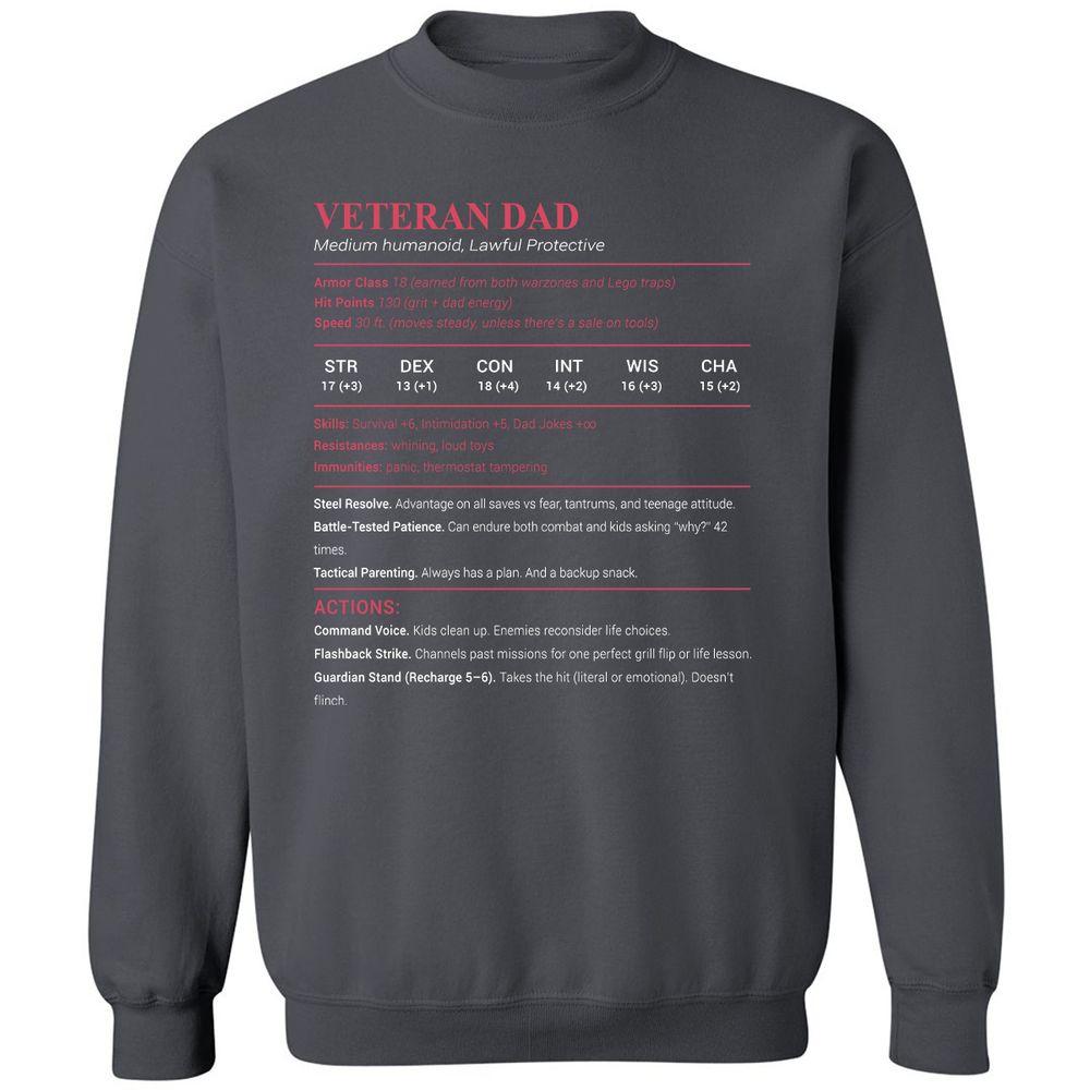 Veteran Dad Classic Unisex Sweatshirt - Charcoal - 7