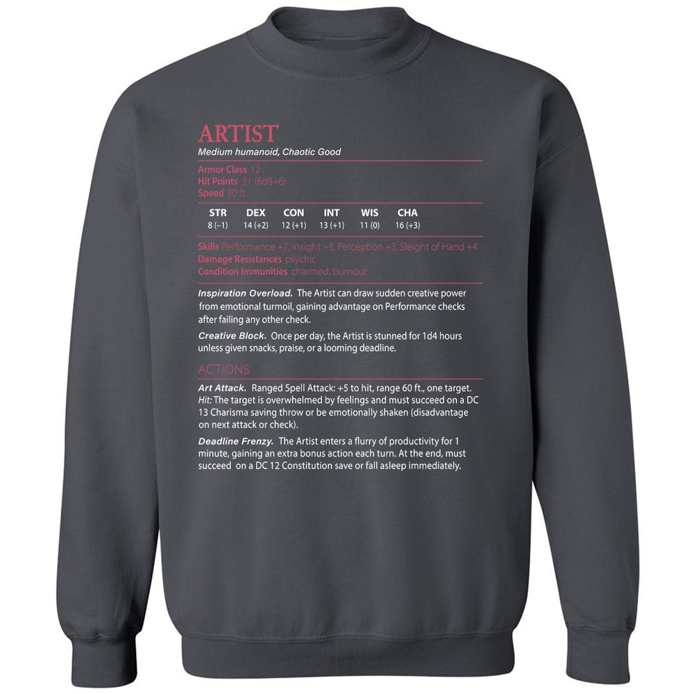 Artist Stats Classic Unisex Sweatshirt - Charcoal - 7