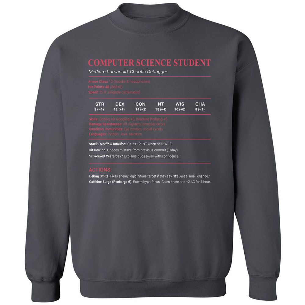 Computer Science Student Classic Unisex Sweatshirt - Charcoal - 7