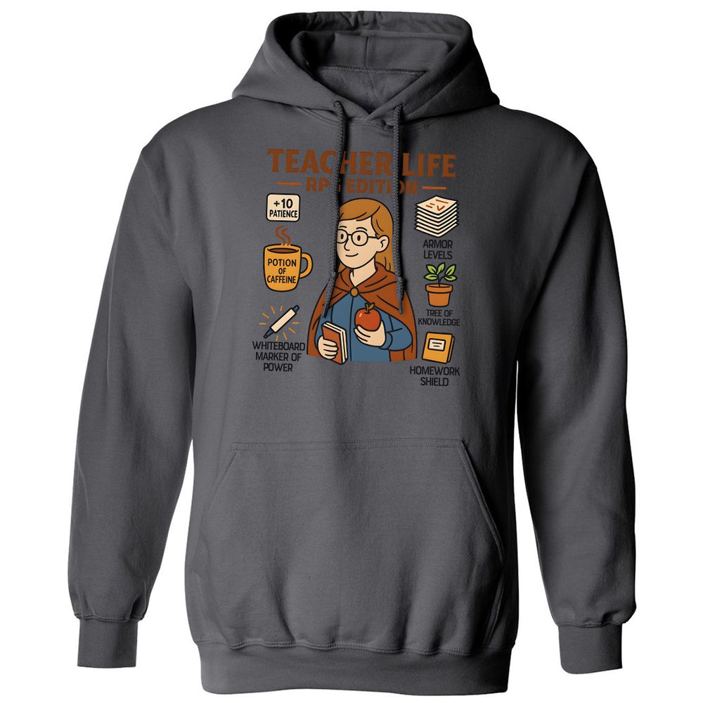 Teacher Life RPG Edition Classic Unisex Hoodie - Charcoal - 7