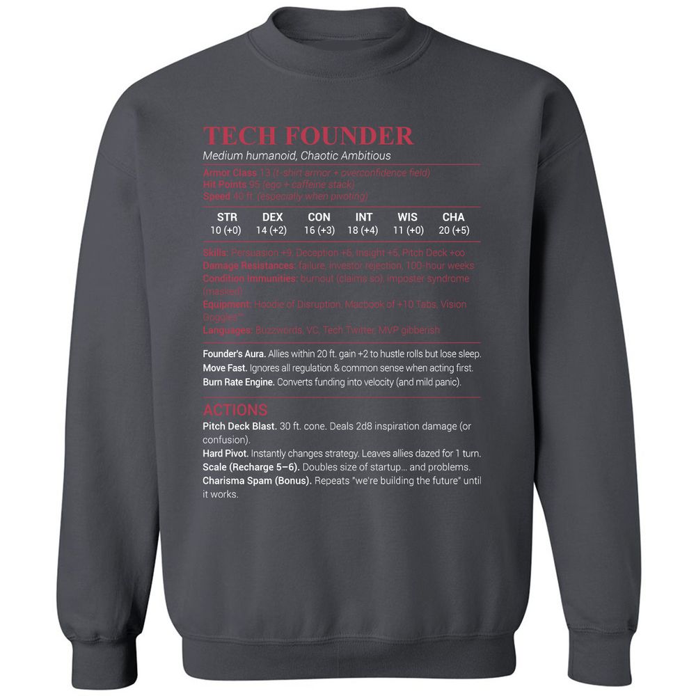 Tech Founder Classic Unisex Sweatshirt - Charcoal - 7