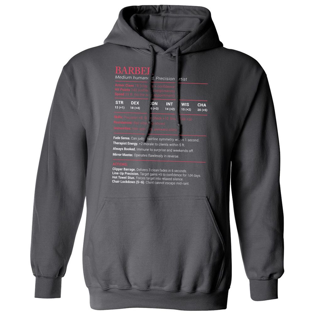Barber Stats Classic Unisex Hoodie - Charcoal - 7