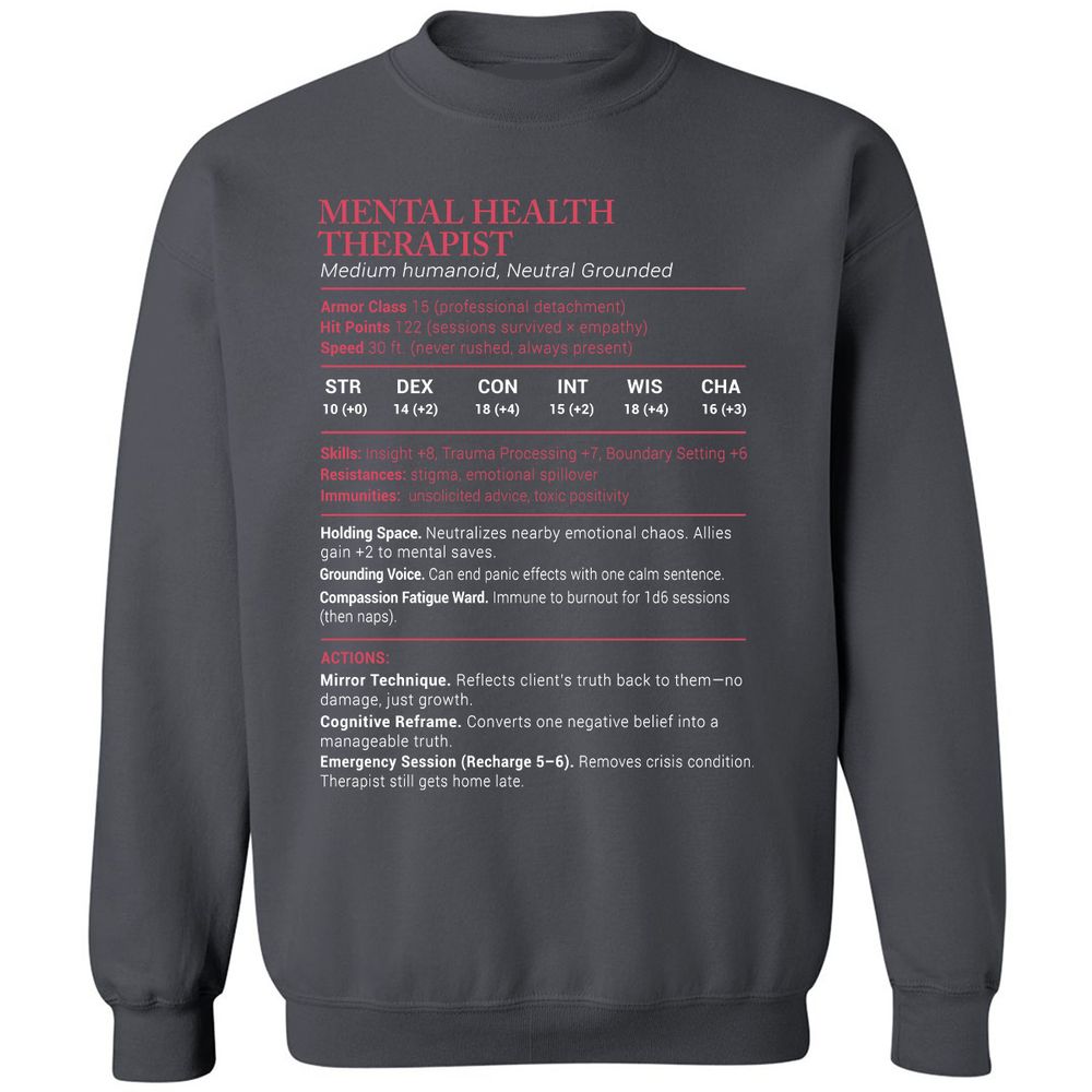 Mental Health Therapist Stats Classic Unisex Sweatshirt - Charcoal - 7