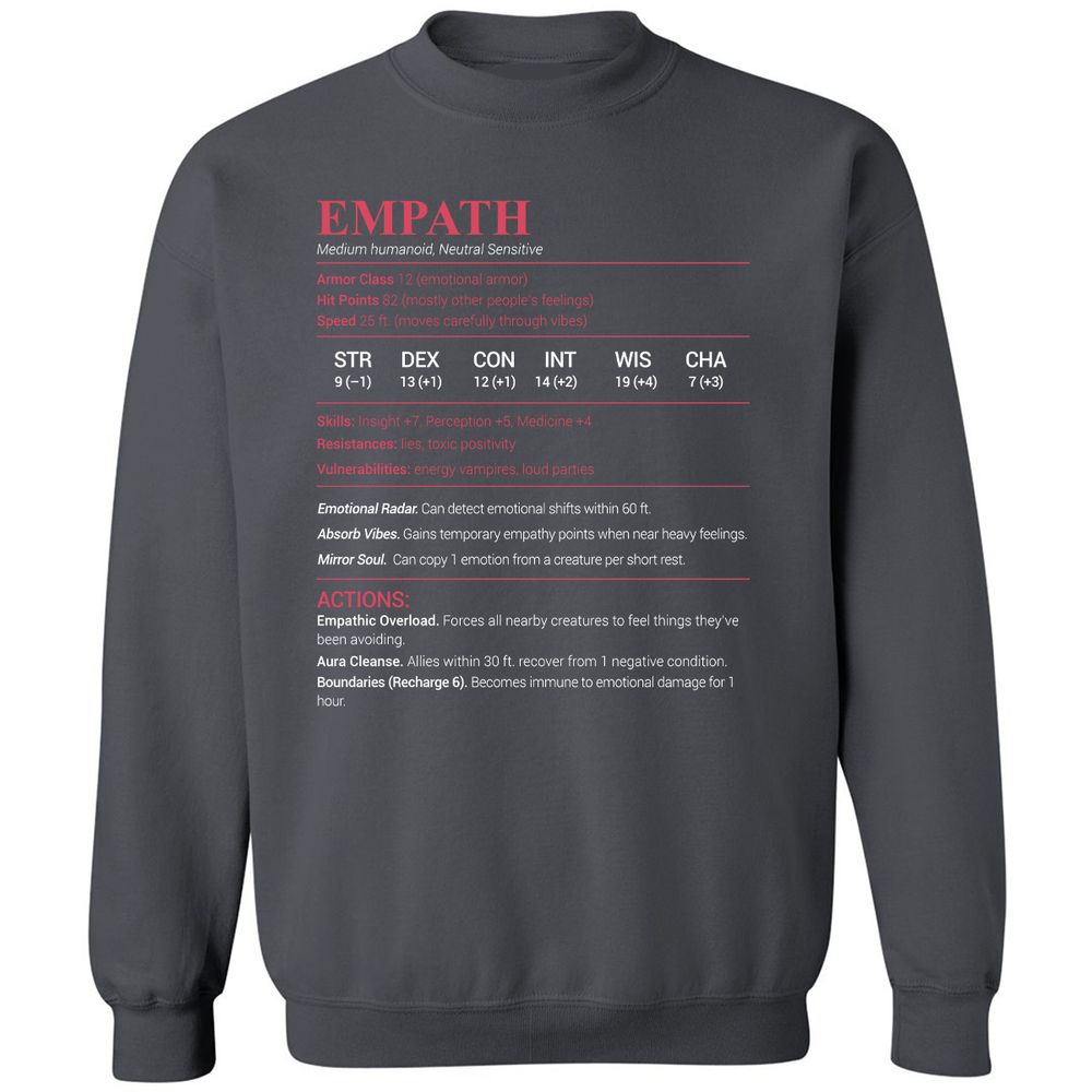 Empath Stats Classic Unisex Sweatshirt - Charcoal - 7