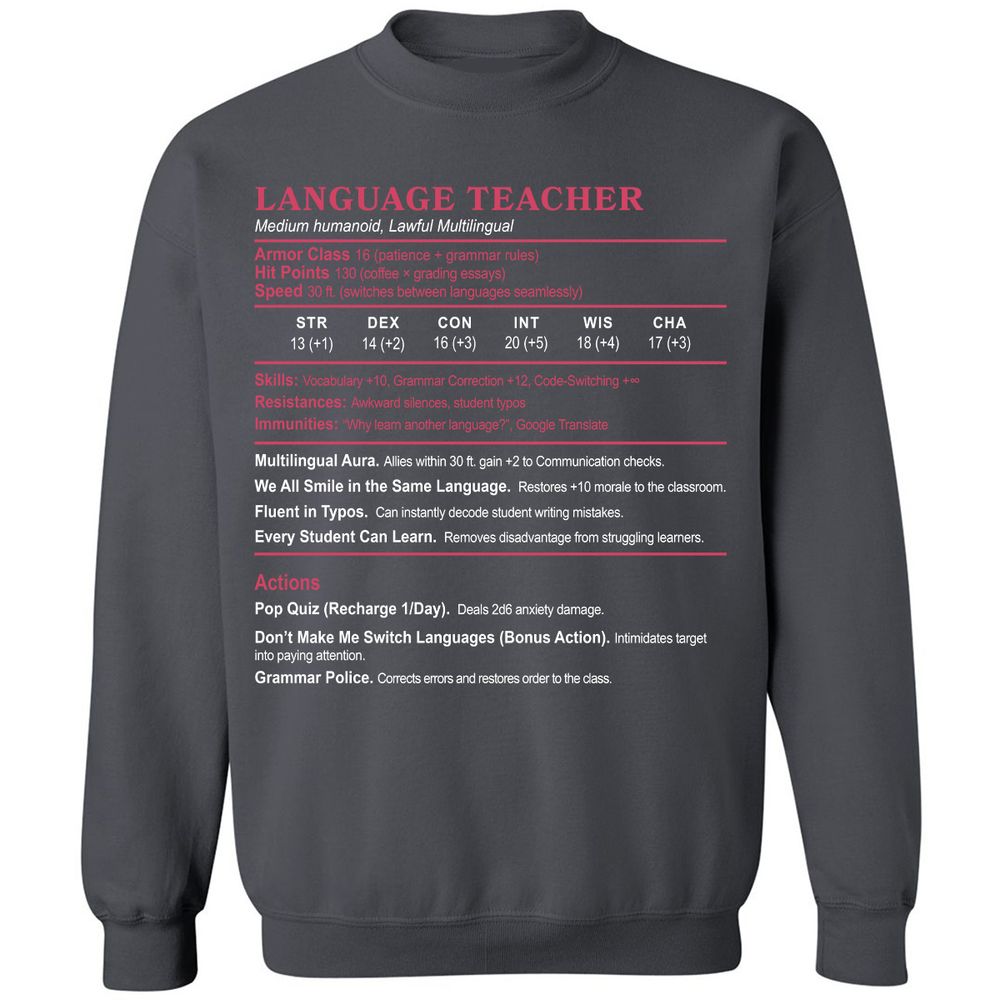 Language Teacher Classic Unisex Sweatshirt - Charcoal - 7
