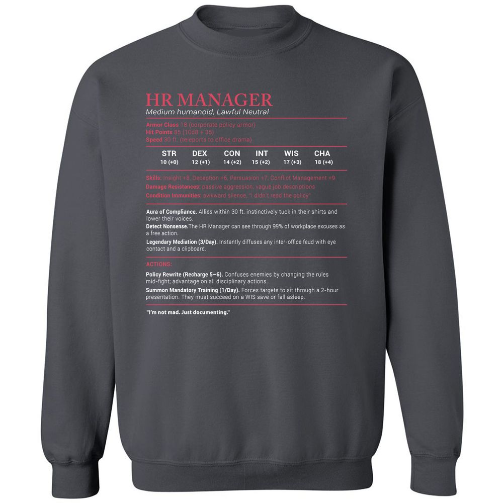 HR Manager Stats Classic Unisex Sweatshirt - Charcoal - 7