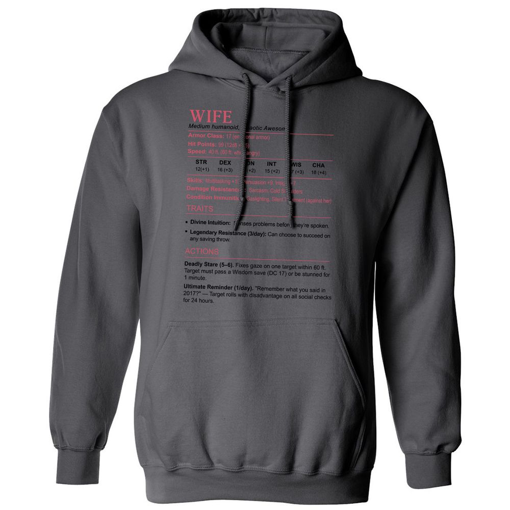 Wife Stats 2 Classic Unisex Hoodie - Charcoal - 7