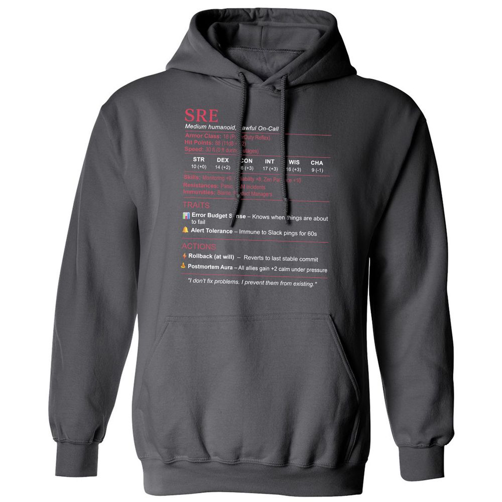 SRE Stats Classic Unisex Hoodie - Charcoal - 7