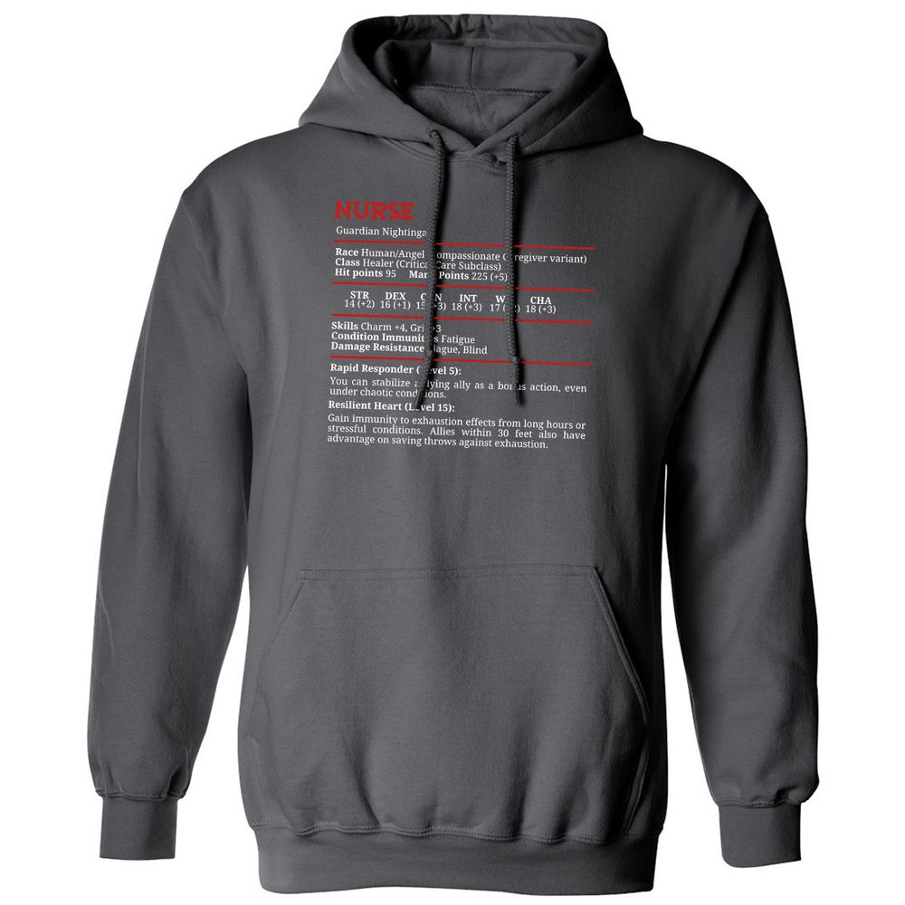 Nurse Stats Classic Unisex Hoodie - Charcoal - 7