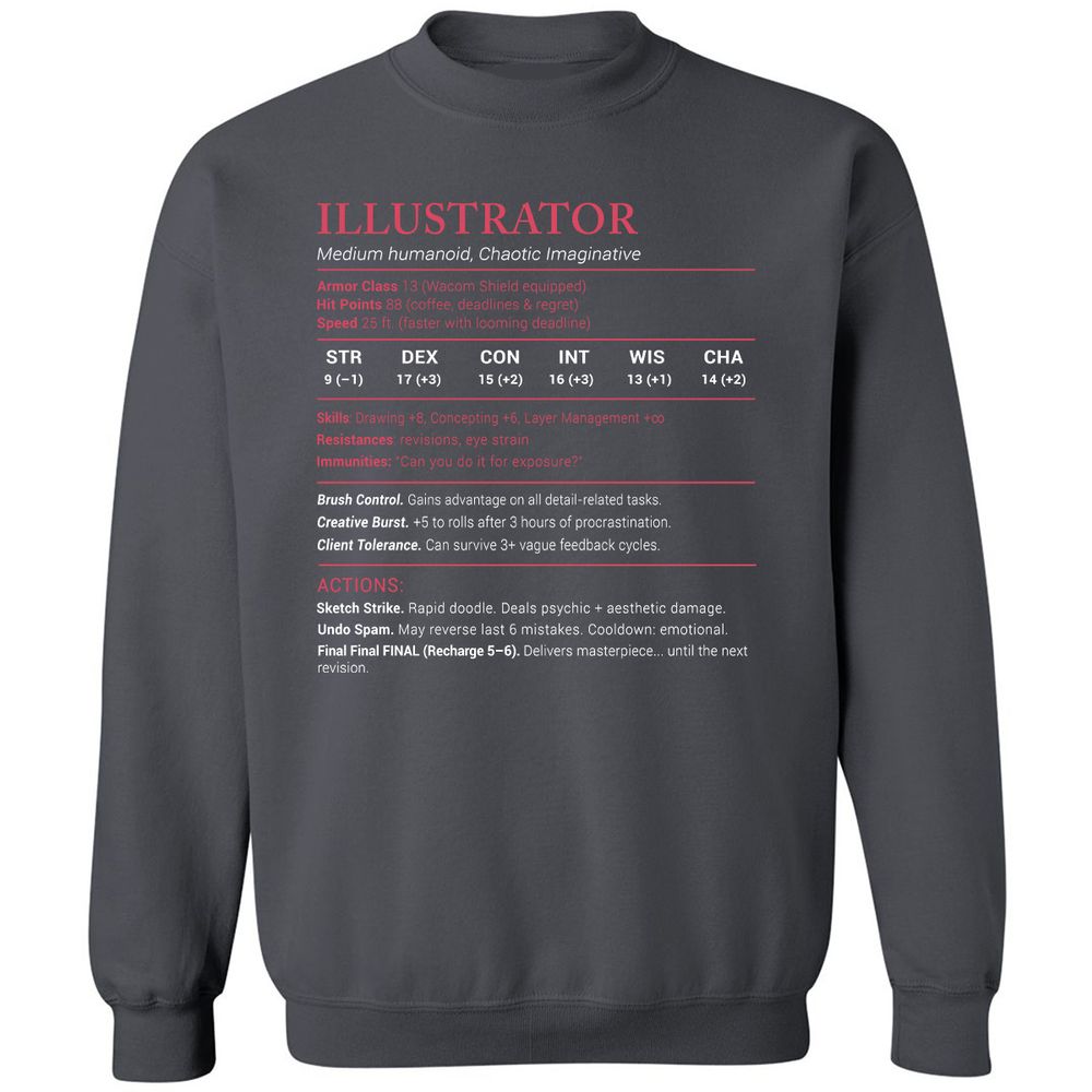 Illustrator Stats Classic Unisex Sweatshirt - Charcoal - 7