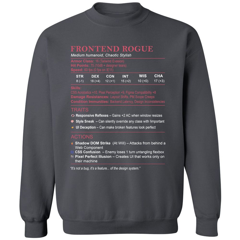 Frontend Rogue Classic Unisex Sweatshirt - Charcoal - 7