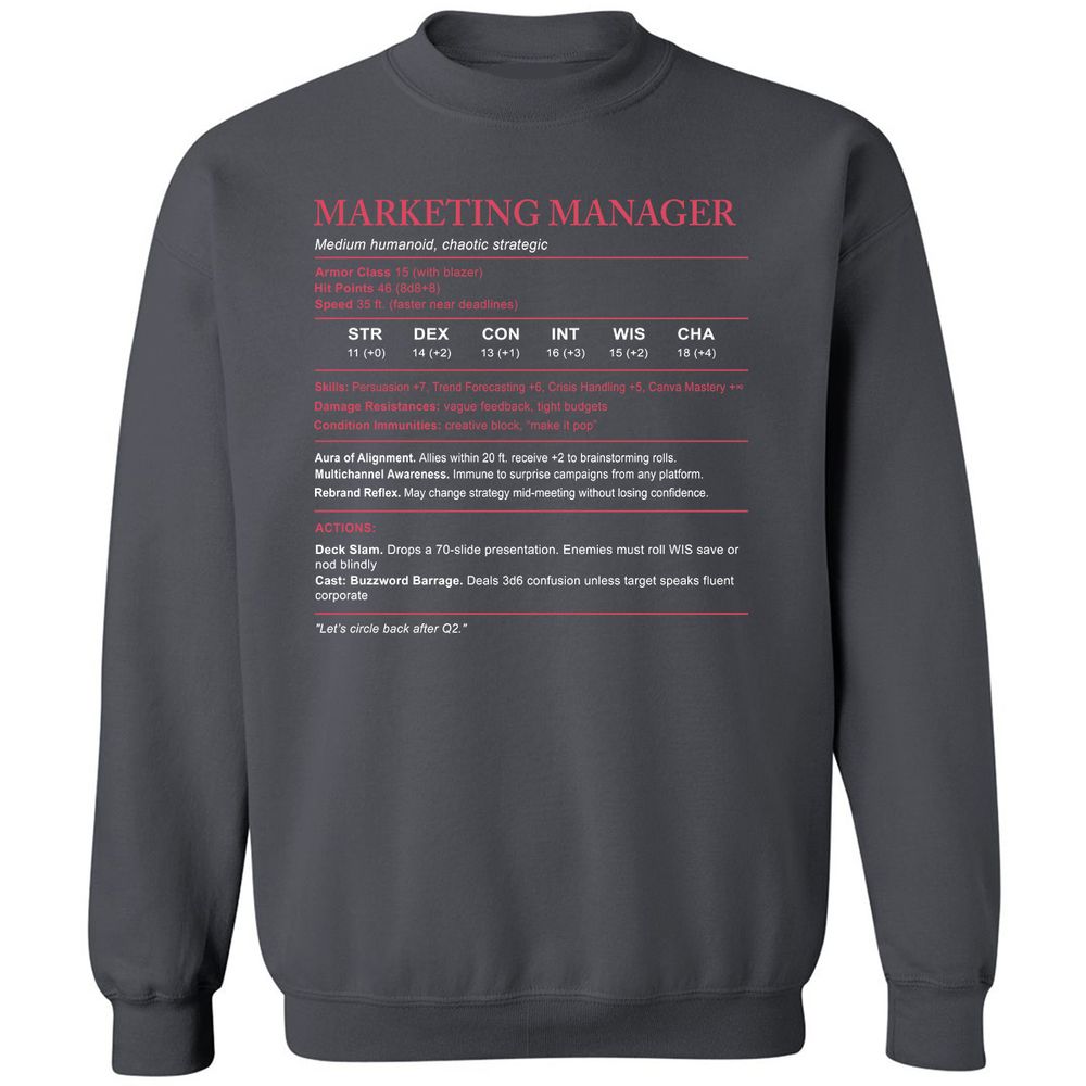 Marketing Manager Stats Classic Unisex Sweatshirt - Charcoal - 7