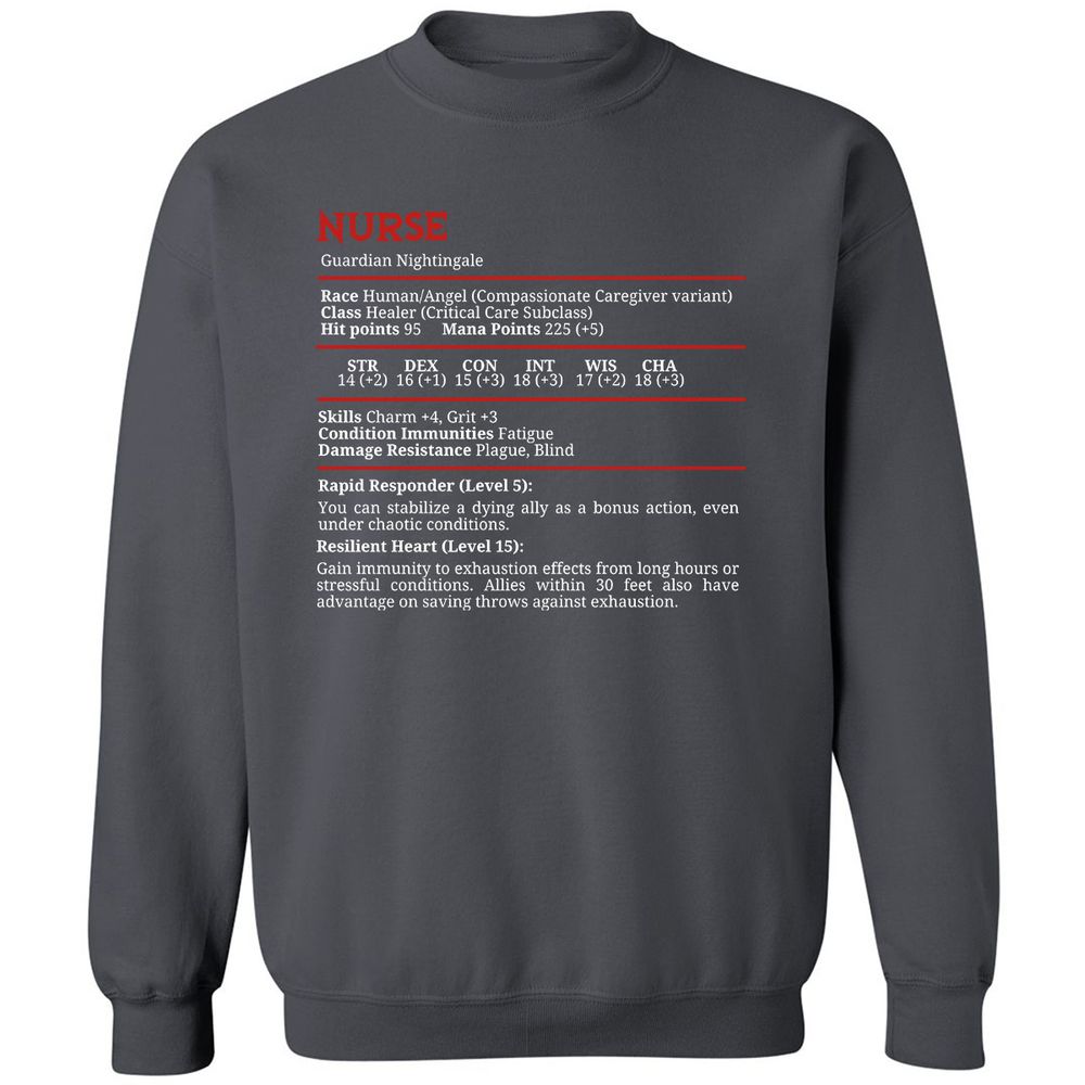 Nurse Stats Classic Unisex Sweatshirt - Charcoal - 7