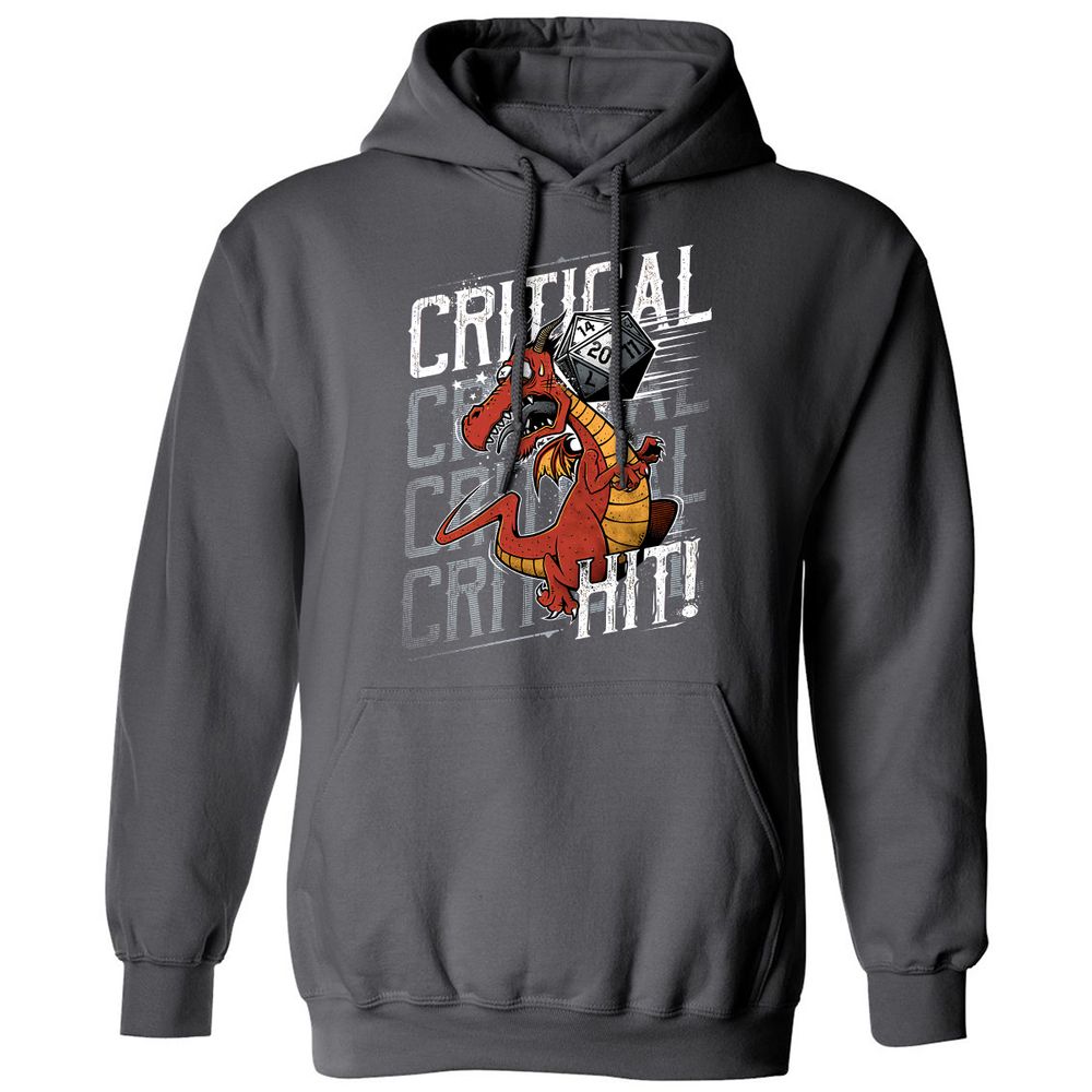 Funny Dragon Critical Hit Classic Unisex Hoodie - Charcoal - 7