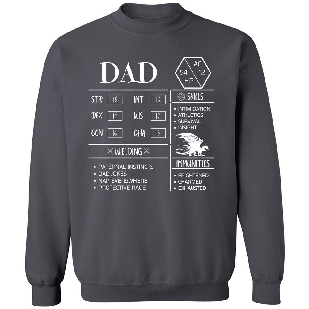 Dad Stats 2 Classic Unisex Sweatshirt - Charcoal - 7
