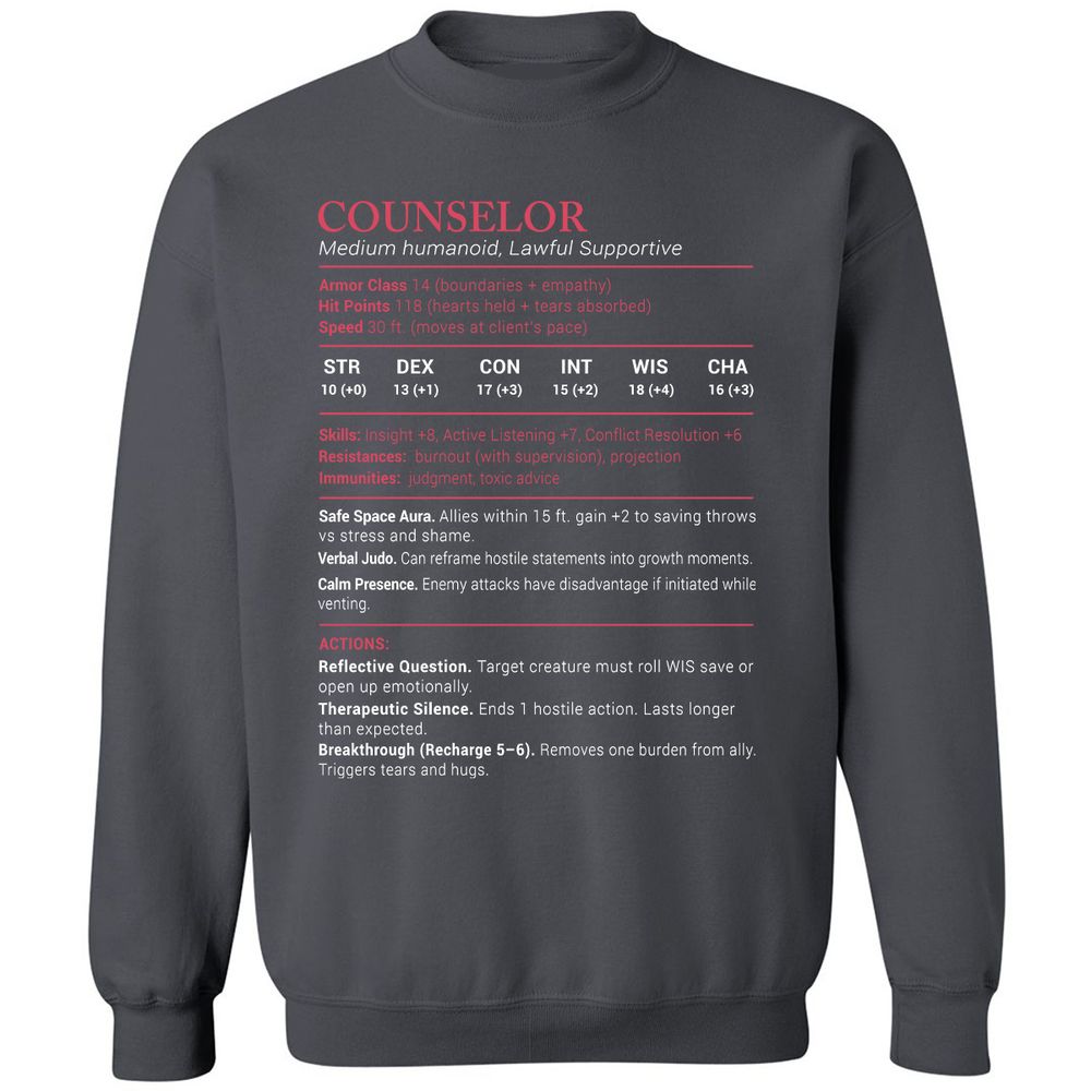 Counselor Stats Classic Unisex Sweatshirt - Charcoal - 7