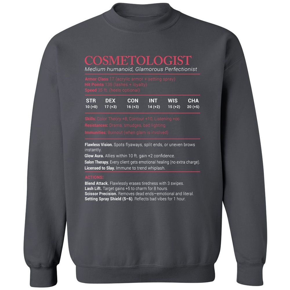 Cosmetologist Stats Classic Unisex Sweatshirt - Charcoal - 7