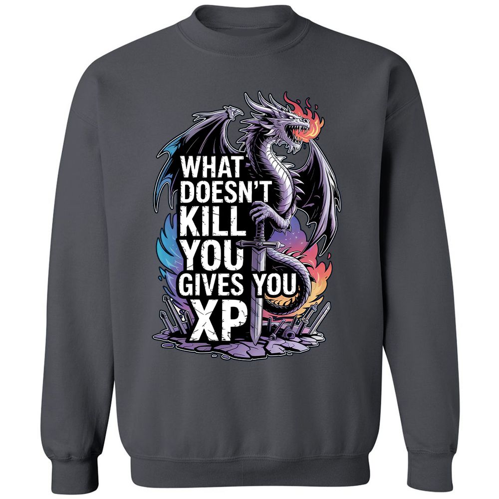 What Doesn't Kill You Dragon Classic Unisex Sweatshirt - Charcoal - 7