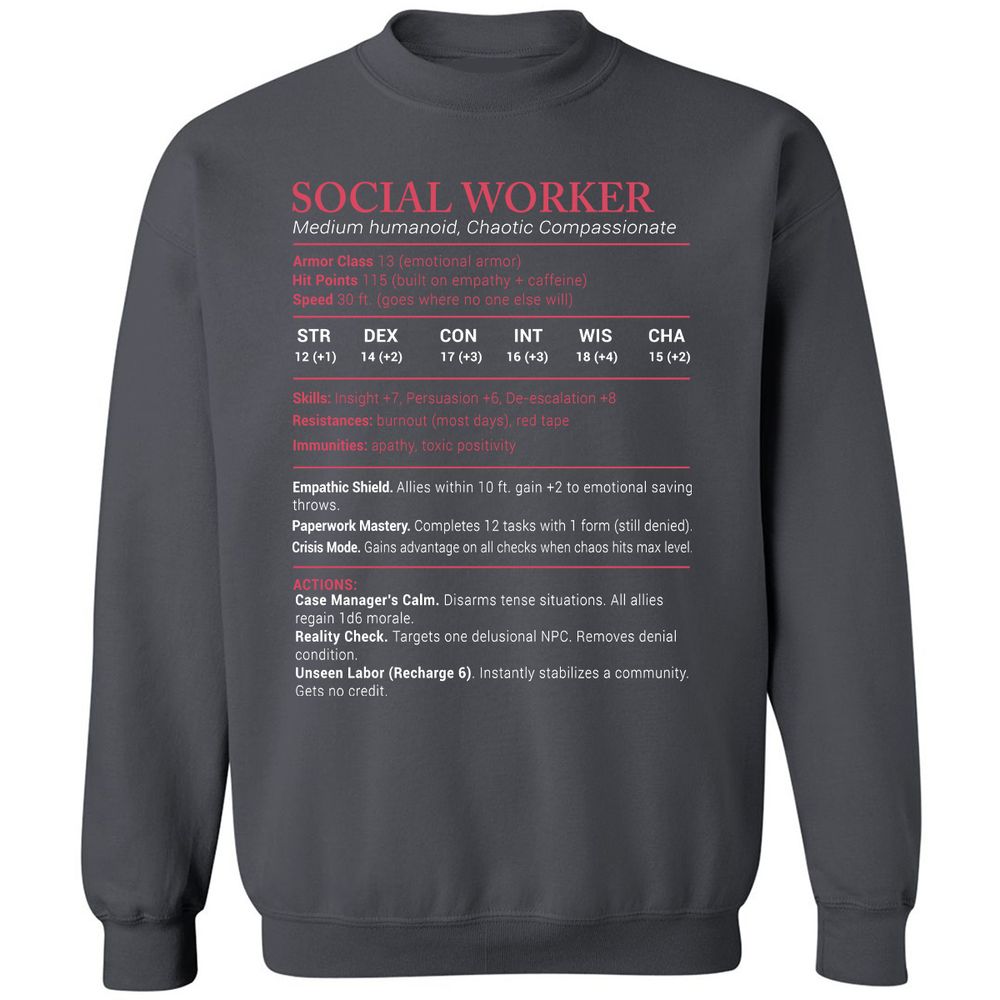 Social Worker Stats Classic Unisex Sweatshirt - Charcoal - 7