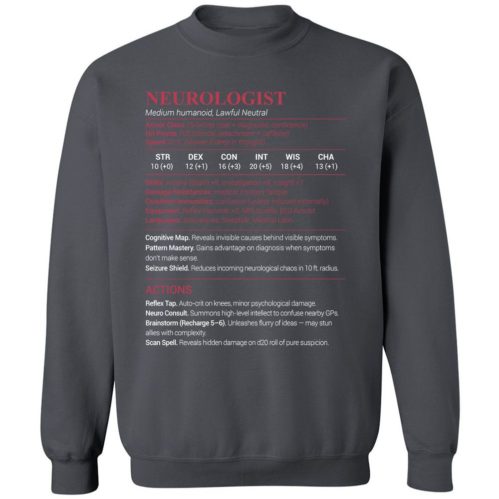 Neurologist Stats Classic Unisex Sweatshirt - Charcoal - 7