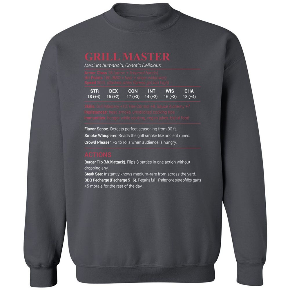 Grill Master Classic Unisex Sweatshirt - Charcoal - 7
