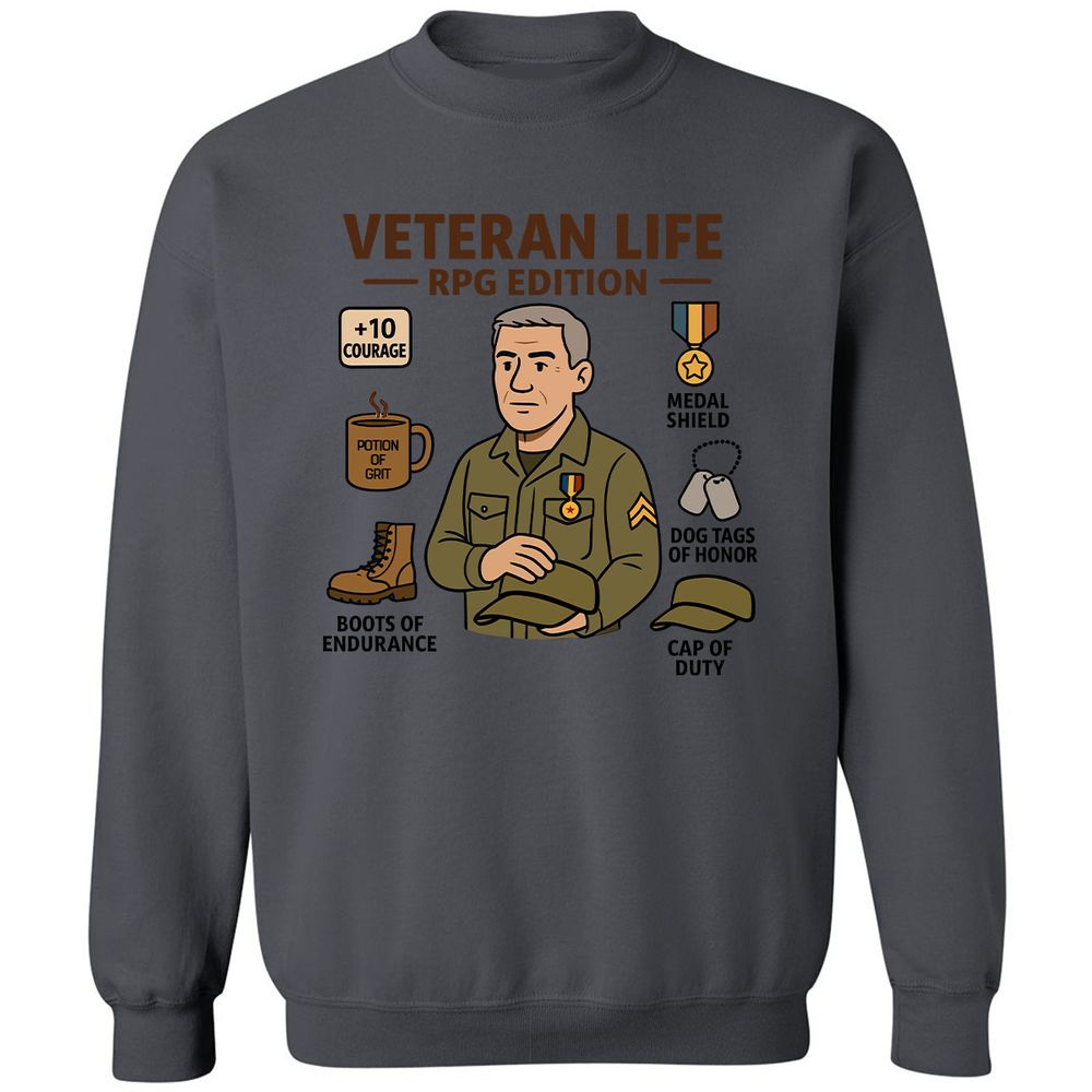 Veteran Life RPG Edition Classic Unisex Sweatshirt - Charcoal - 7